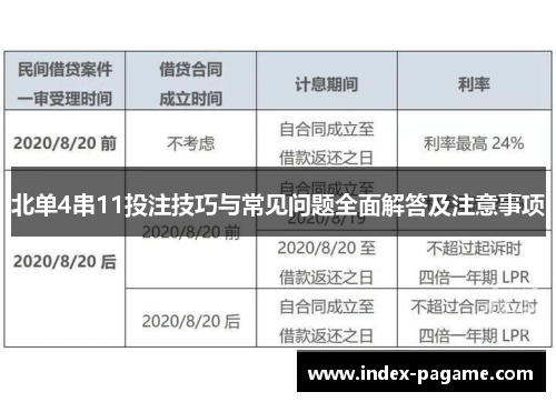 北单4串11投注技巧与常见问题全面解答及注意事项